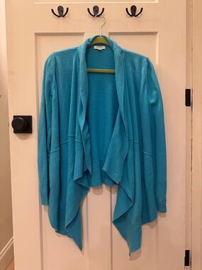 Garnet Hill Lightweight Open-Front 100% Cashmere Sweater Cardigan - Turquoise